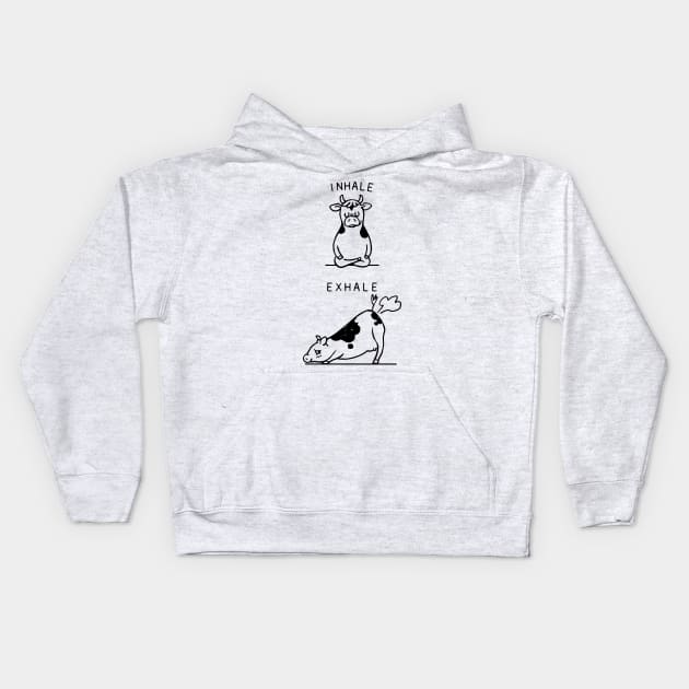 Inhale Exhale Cow Kids Hoodie by huebucket